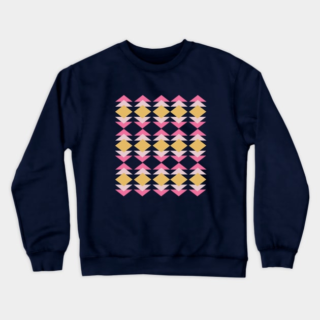 Pink and Amber Geometric Shapes Quilt Design Crewneck Sweatshirt by ApricotBirch